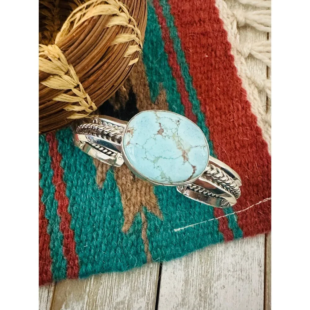 Navajo Sterling Silver & Golden Hills Turquoise Cuff Bracelet - Picture 1 of 6